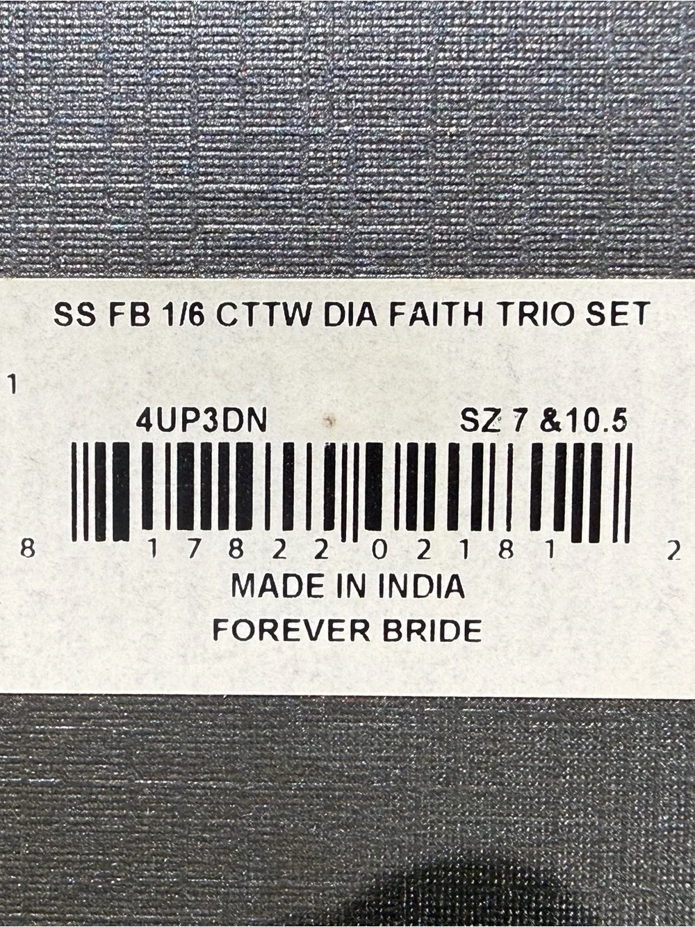 Forever Bride Faith Trio 925 Sterling Silver 1/6ctw Diamond Ring Set SZ 7 10.5